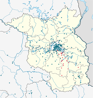 Karte von Dahme-Spreewald - Damna-Błota mit Markierungen für die einzelnen Unterstützenden