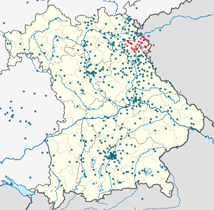 Karte von Landkreis Tirschenreuth mit Markierungen für die einzelnen Unterstützenden