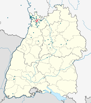 Harta lui Heidelberg cu marcatori pentru fiecare suporter