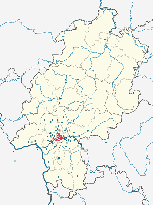 Frankfurt am Main kartta tunnisteilla jokaiselle kannattajalle