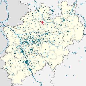 Biresyel destekçiler için işaretli Münster, Vestfalya haritası
