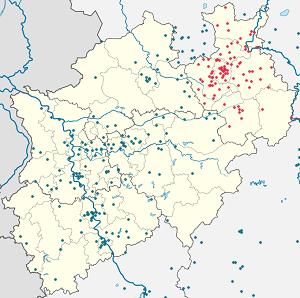 Karte von Regierungsbezirk Detmold mit Markierungen für die einzelnen Unterstützenden