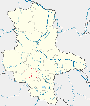 Mappa di Circondario di Mansfeld-Harz Meridionale con ogni sostenitore 