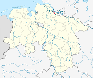 Karte von Samtgemeinde Lühe mit Markierungen für die einzelnen Unterstützenden