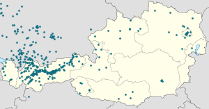 Mapa města Tyrolsko se značkami pro každého podporovatele 