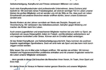 Bild der Petition Kampfkunstschulen wieder öffnen - Wir sind mehr als Sport!