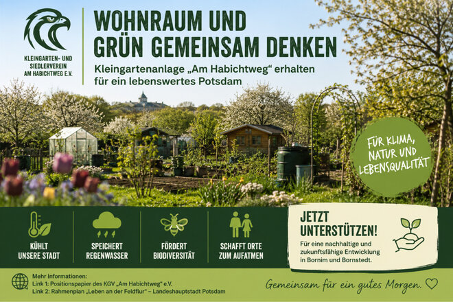 Wohnraum und Grün gemeinsam denken – Kleingartenanlage „Am Habichtweg“ erhalten - Online-Petition