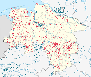 Zemljevid Spodnja Saška z oznakami za vsakega podpornika