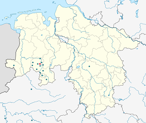 Kort over Bersenbrück med tags til hver supporter 