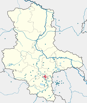 Map of Halle (Saale) with markings for the individual supporters