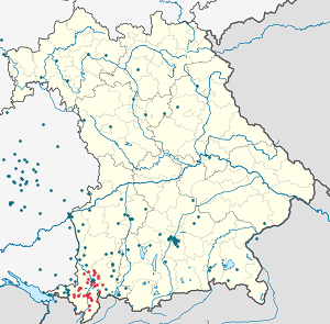 Karte von Landkreis Oberallgäu mit Markierungen für die einzelnen Unterstützenden