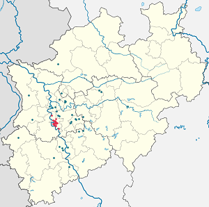 Kaart van Düsseldorf met markeringen voor elke ondertekenaar