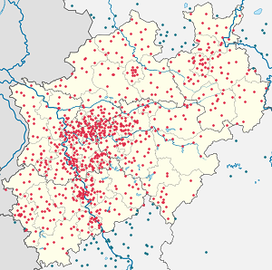 Kaart Nordrhein-Westfalen iga toetaja sildiga