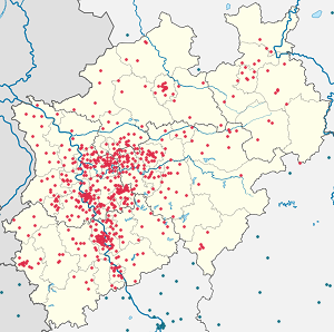 Karte von Nordrhein-Westfalen mit Markierungen für die einzelnen Unterstützenden