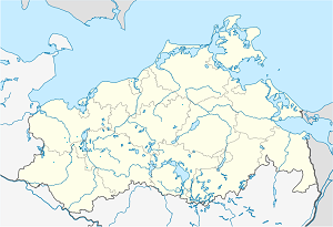 Mapa mesta Schwerin so značkami pre jednotlivých podporovateľov