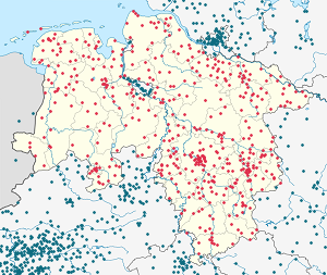 Karte von Niedersachsen mit Markierungen für die einzelnen Unterstützenden