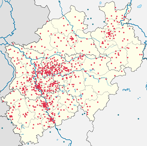 Karte von Nordrhein-Westfalen mit Markierungen für die einzelnen Unterstützenden