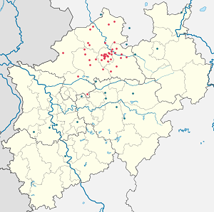 Karte von Regierungsbezirk Münster mit Markierungen für die einzelnen Unterstützenden