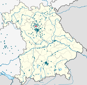 Kort over Erlangen med tags til hver supporter 