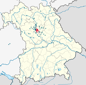 Mapa de Nuremberga com marcações de cada apoiante