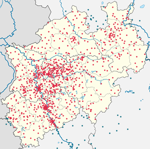 Karte von Nordrhein-Westfalen mit Markierungen für die einzelnen Unterstützenden