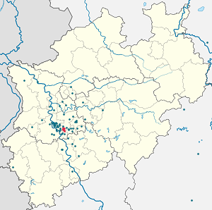 Kart over Hilden med markører for hver supporter