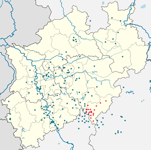 Karte von Kreis Siegen-Wittgenstein mit Markierungen für die einzelnen Unterstützenden