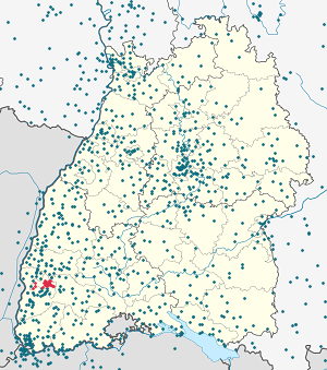 Mapa Fryburg Bryzgowijski z zaznaczonymi osobami wspierającymi