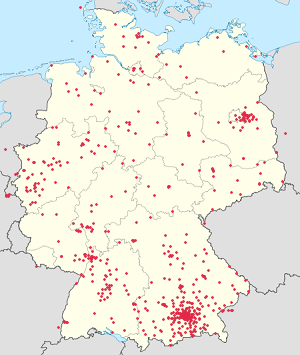 Әрбір қолдаушы үшін маркерлері бар Deutschland картасы