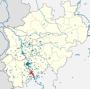 Karte von Bonn (Stadtbezirk) mit Markierungen für die einzelnen Unterstützenden