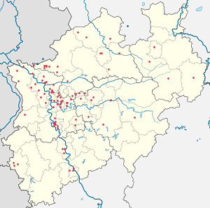 Karte von Nordrhein-Westfalen mit Markierungen für die einzelnen Unterstützenden