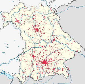 Karte von Bayern mit Markierungen für die einzelnen Unterstützenden