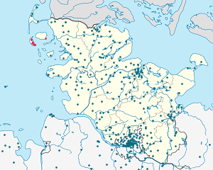 Föhr-Amrum-ის რუკა თითოეული მხარდამჭერის მარკერებით