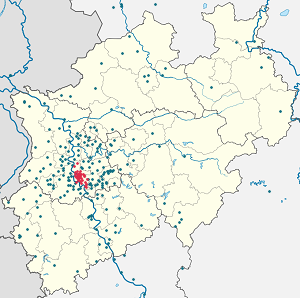 Karte von Düsseldorf mit Markierungen für die einzelnen Unterstützenden