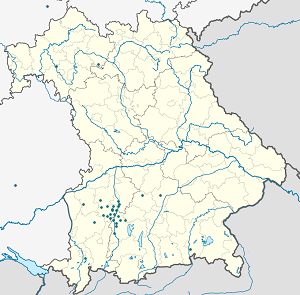 Karte von Verwaltungsgemeinschaft Lechfeld mit Markierungen für die einzelnen Unterstützenden