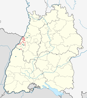 Mapa města Zemský okres Rastatt se značkami pro každého podporovatele 