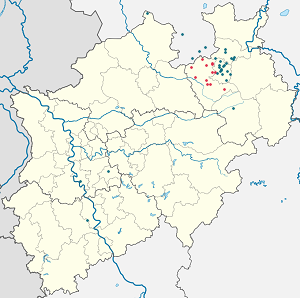 Kart over Kreis Gütersloh med markører for hver supporter