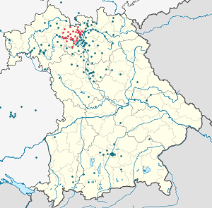 Karte von Landkreis Haßberge mit Markierungen für die einzelnen Unterstützenden
