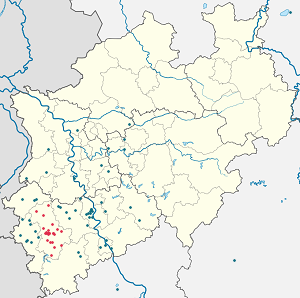 Karte von Kreis Düren mit Markierungen für die einzelnen Unterstützenden
