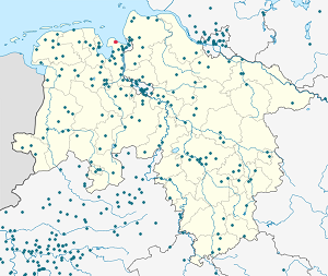 Karte von Butjadingen mit Markierungen für die einzelnen Unterstützenden