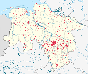 Kaart van Nedersaksen met markeringen voor elke ondertekenaar