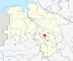 Mapa Dolna Saksonia ze znacznikami dla każdego kibica
