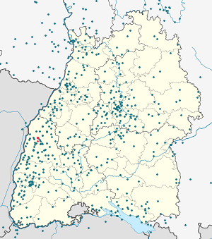 Mapa mesta Offenburg so značkami pre jednotlivých podporovateľov