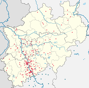 Map of North Rhine-Westphalia with markings for the individual supporters