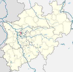 Kart over Oberhausen med markører for hver supporter