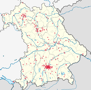 Karte von Bayern mit Markierungen für die einzelnen Unterstützenden