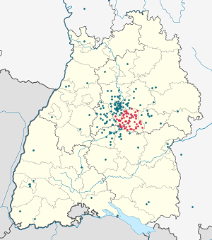 Harta zonei Esslingen cu markeri pentru fiecare susținător
