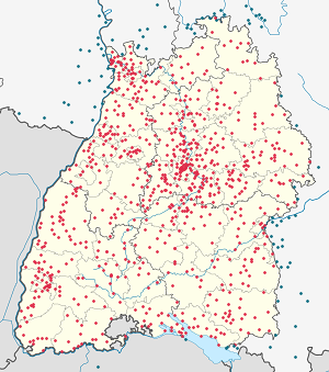 Latvijas karte Bādene-Virtemberga ar atzīmēm katram atbalstītājam 