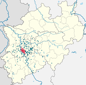 Map of Düsseldorf with markings for the individual supporters