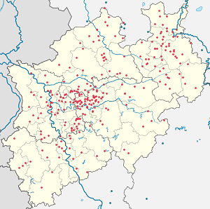 Karte von Nordrhein-Westfalen mit Markierungen für die einzelnen Unterstützenden
